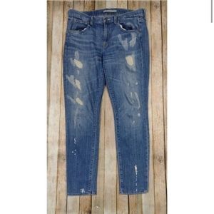 Vince Distressed Boyfriend Mid Rise Jeans